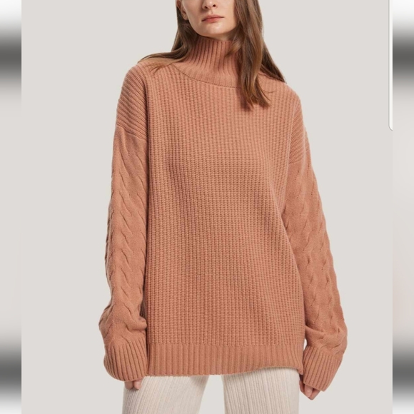NWT Oversized Cashmere Turtleneck Sweater (Blush) Gentle Herd